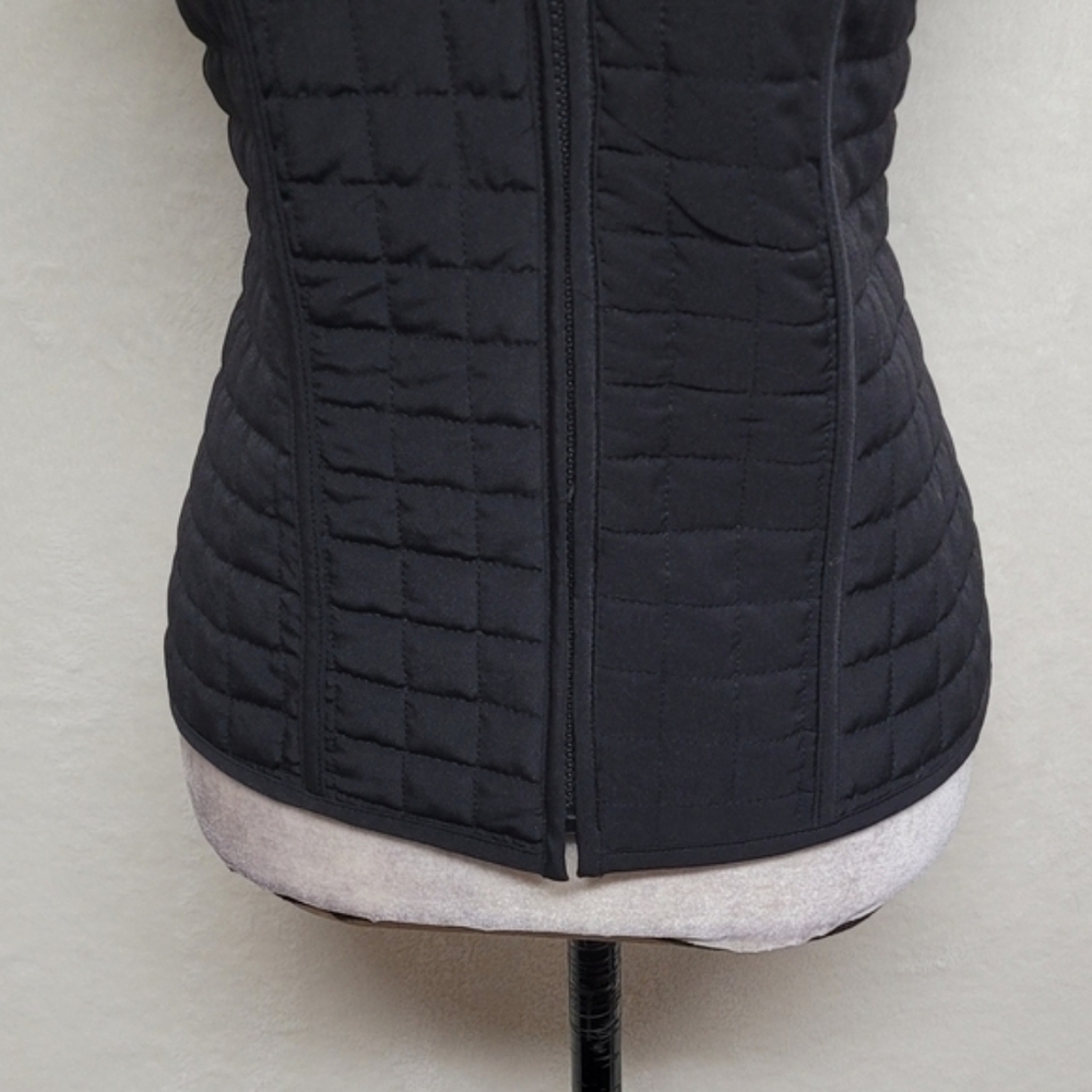 AGB Byer California Retro Y2K Black Faux Fur Collar Full-zip Quilted Vest.Add - Picture 6 of 12